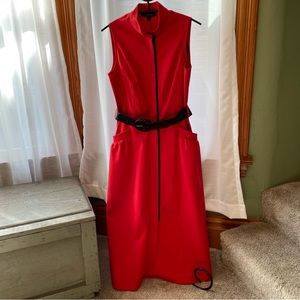 Lafayette 148 red sleeveless belted dress | size 8